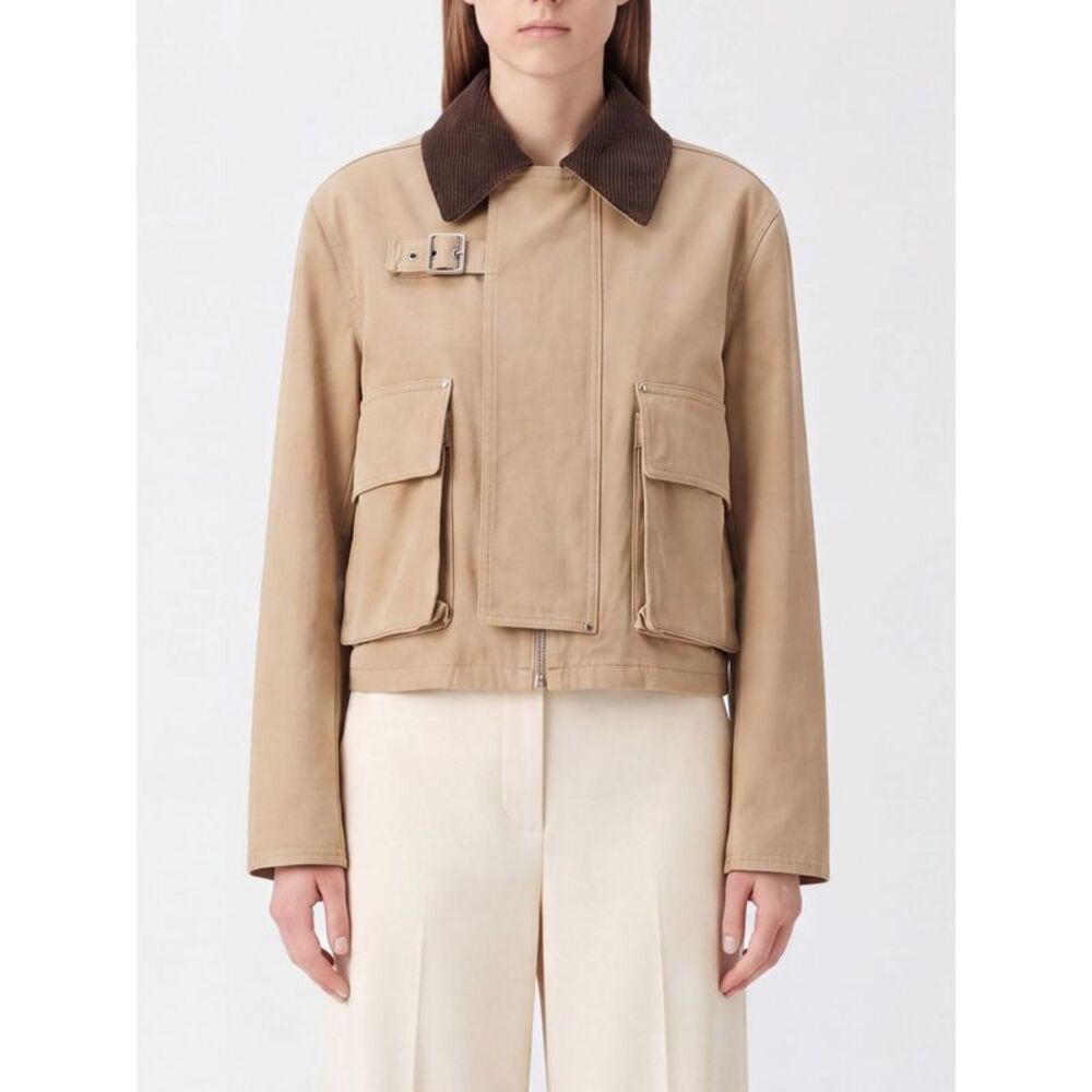 Loewe Women Cropped Cotton Shirt Jacket Loewe With Velvet Collar